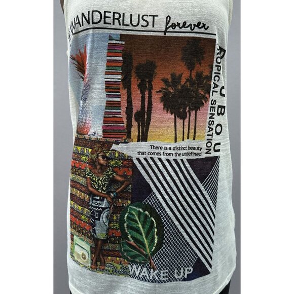 Pimkie Wanderlust Forever Graphic Tank Top White Sleeveless Lightweight Women S‎ - Picture 5 of 10